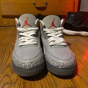 2 PAIRS air jordan retro cool gray 3, air jordan retro jubilee 11, both size 8